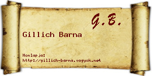 Gillich Barna névjegykártya